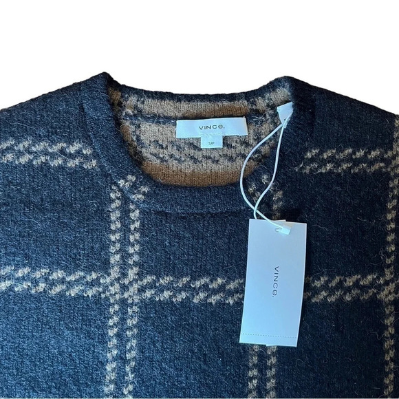 NWT Vince Windowpane Plaid Alpaca & Wool Pullover Sweater Size S - Picture 4 of 8